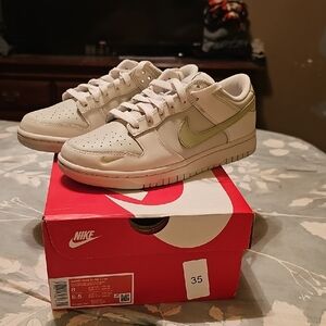 Nike White and Light Green Low-Top Sneakers